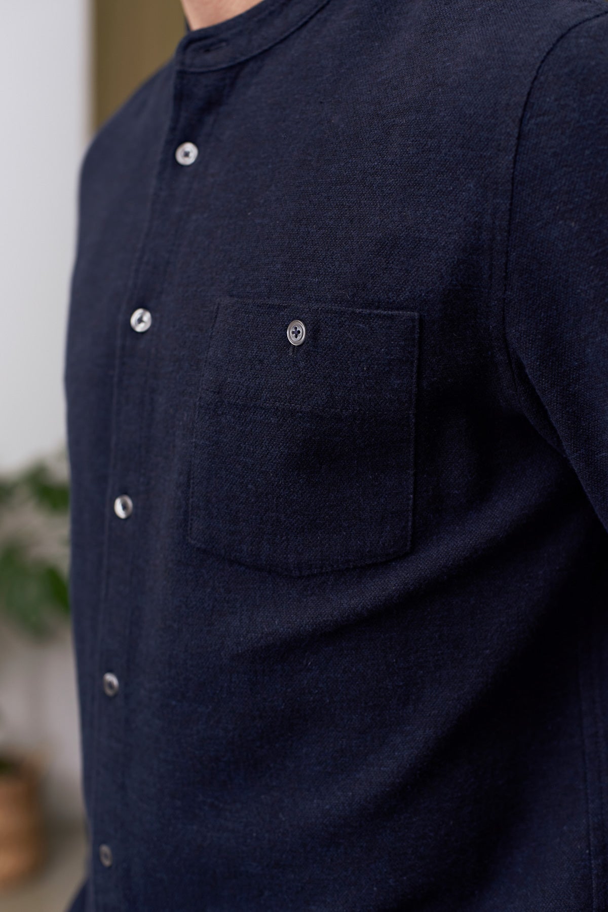 Chemise droite col officier flanelle en coton bio | marine "nathan shirt - eco deep sea flannel"