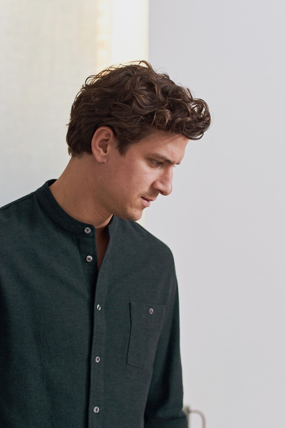 Chemise droite col officier flanelle en coton bio | vert "nathan shirt - eco scot green flannel"