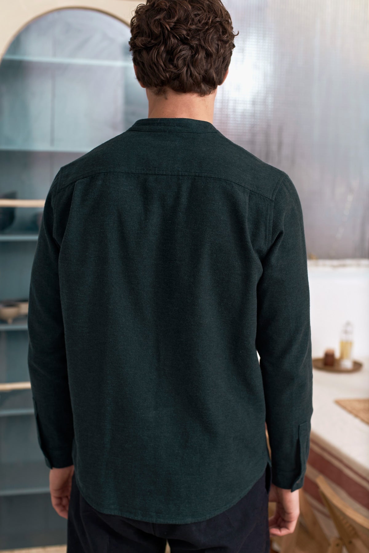 Chemise droite col officier flanelle en coton bio | vert "nathan shirt - eco scot green flannel"