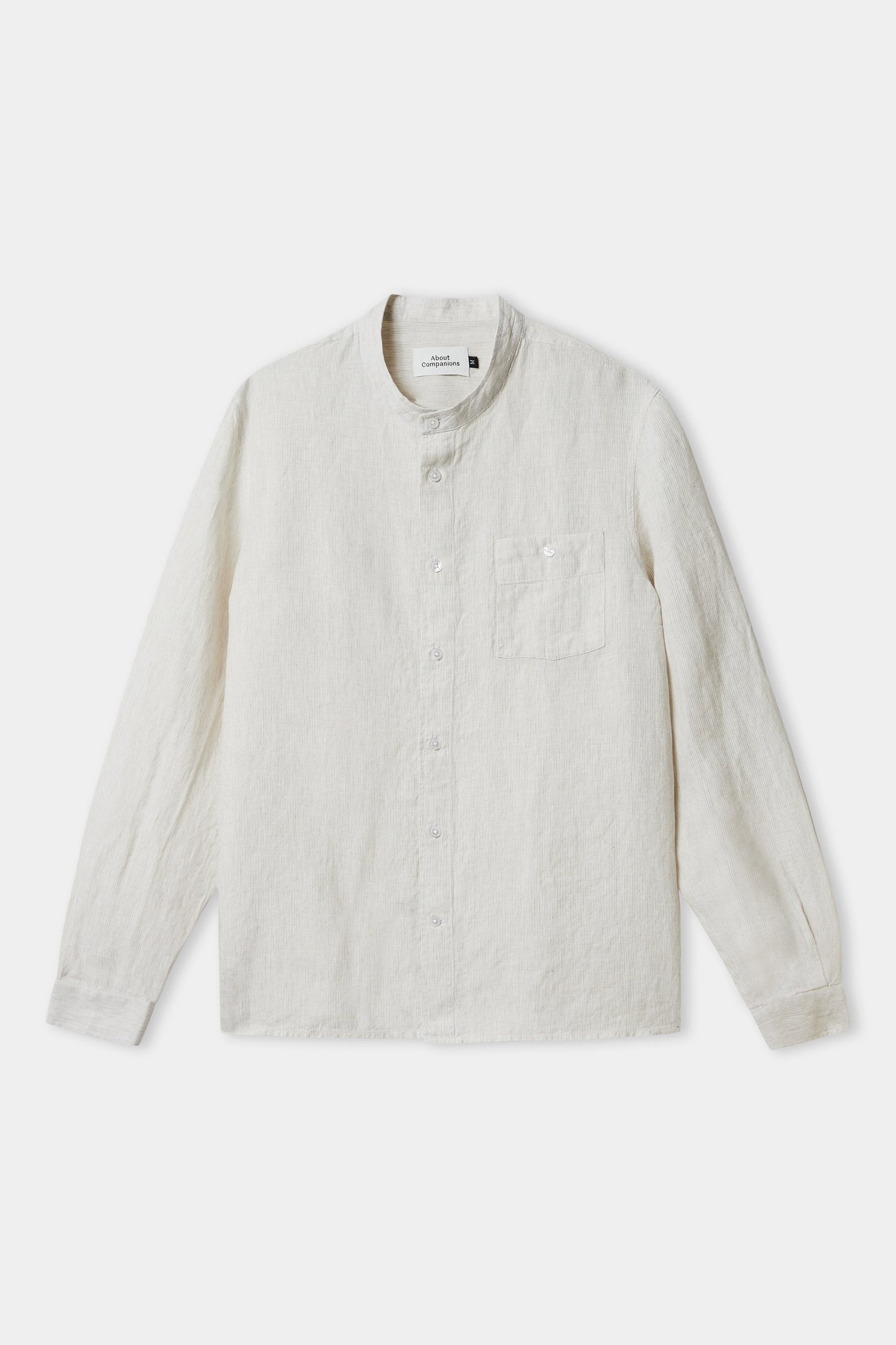 Chemise col officier en lin | rayée sand "nathan striped sand"