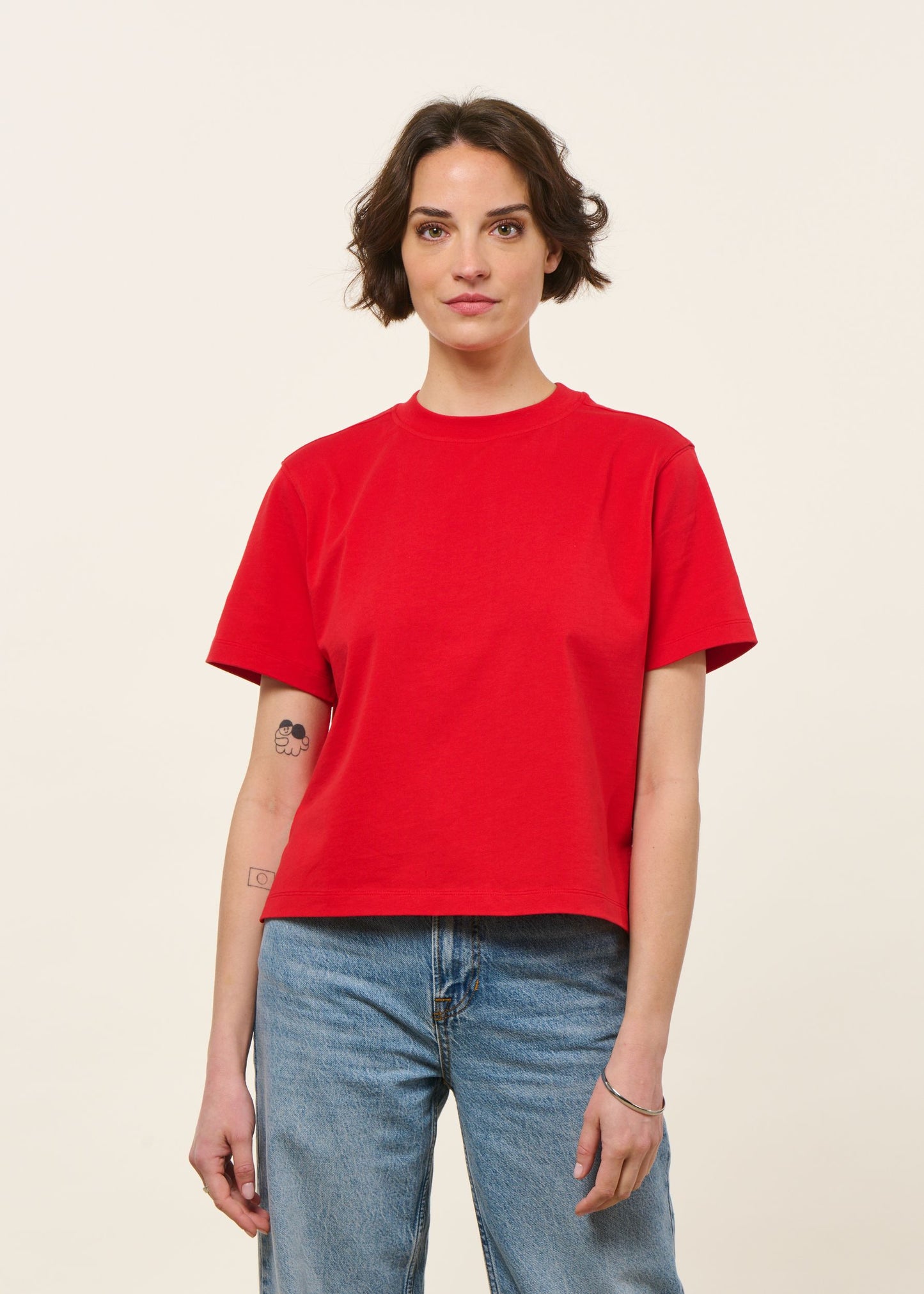T-shirt boxy en coton bio | rouge | Rouge
