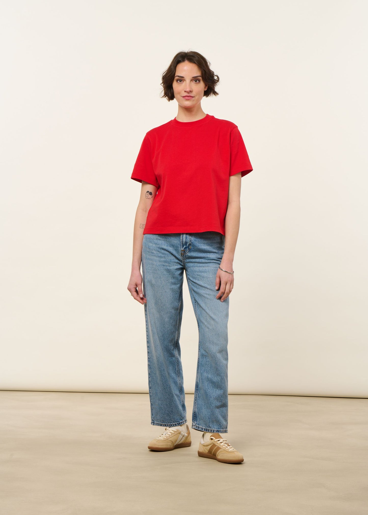 T-shirt boxy en coton bio | rouge | Rouge