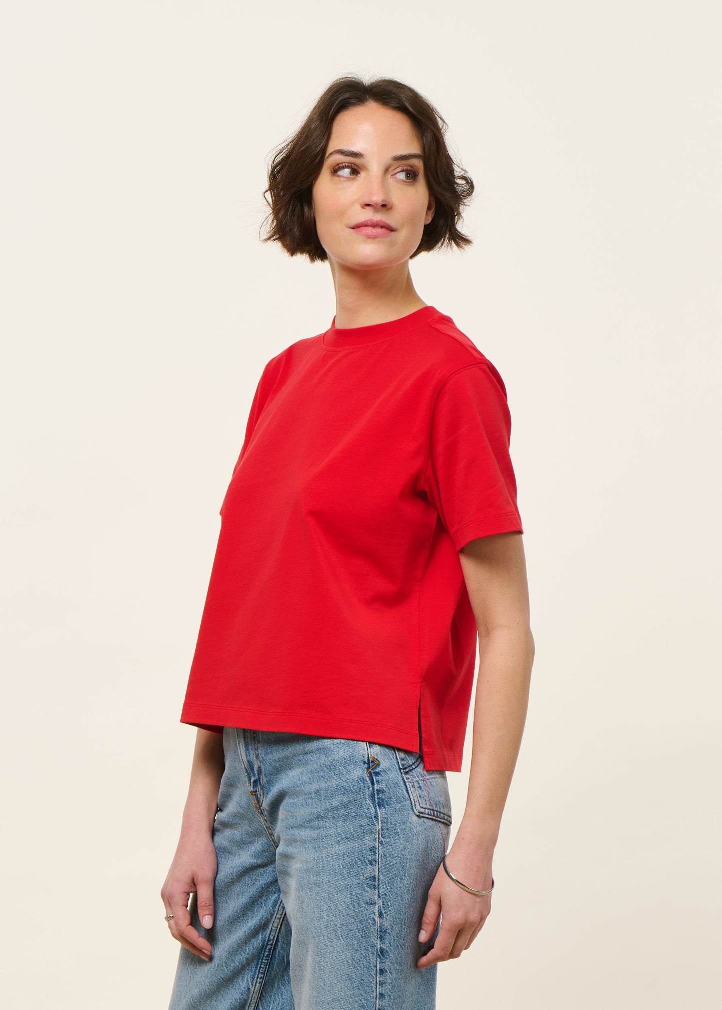 T-shirt boxy en coton bio | rouge | Rouge