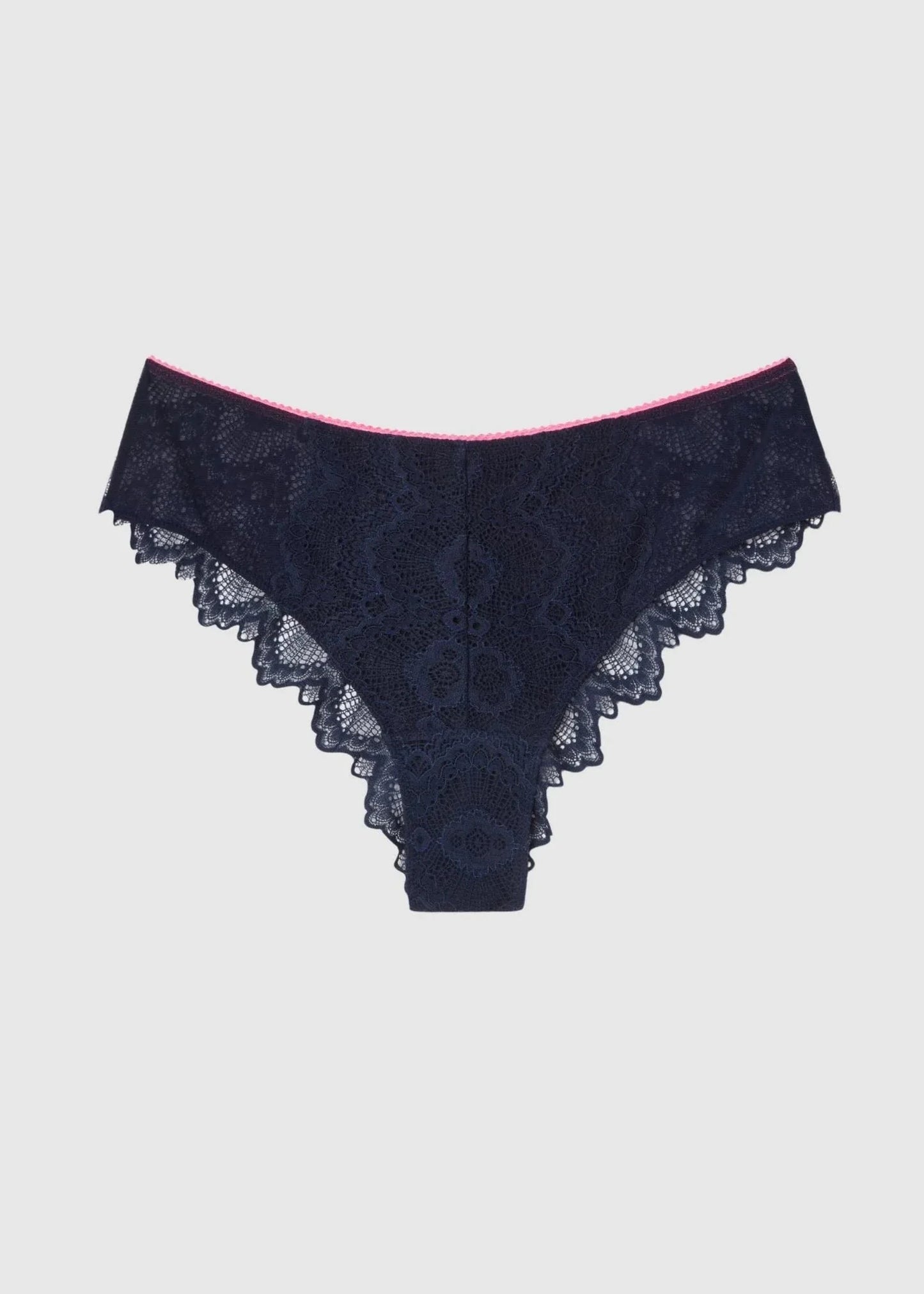 Culotte dentelle en matières recyclées | marine "lace cheeky - navy/neon pink"