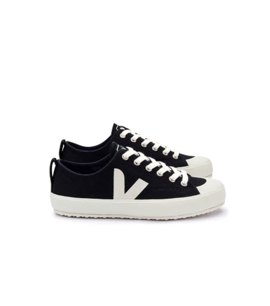 Baskets basses en coton bio | noir et blanc "nova canvas black pierre"