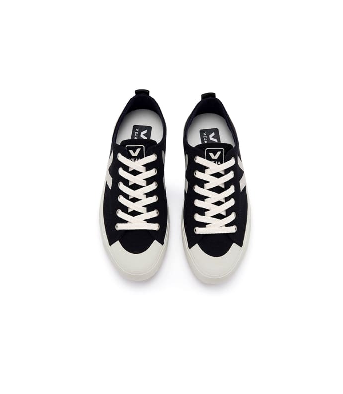 Baskets basses en coton bio | noir et blanc "nova canvas black pierre"