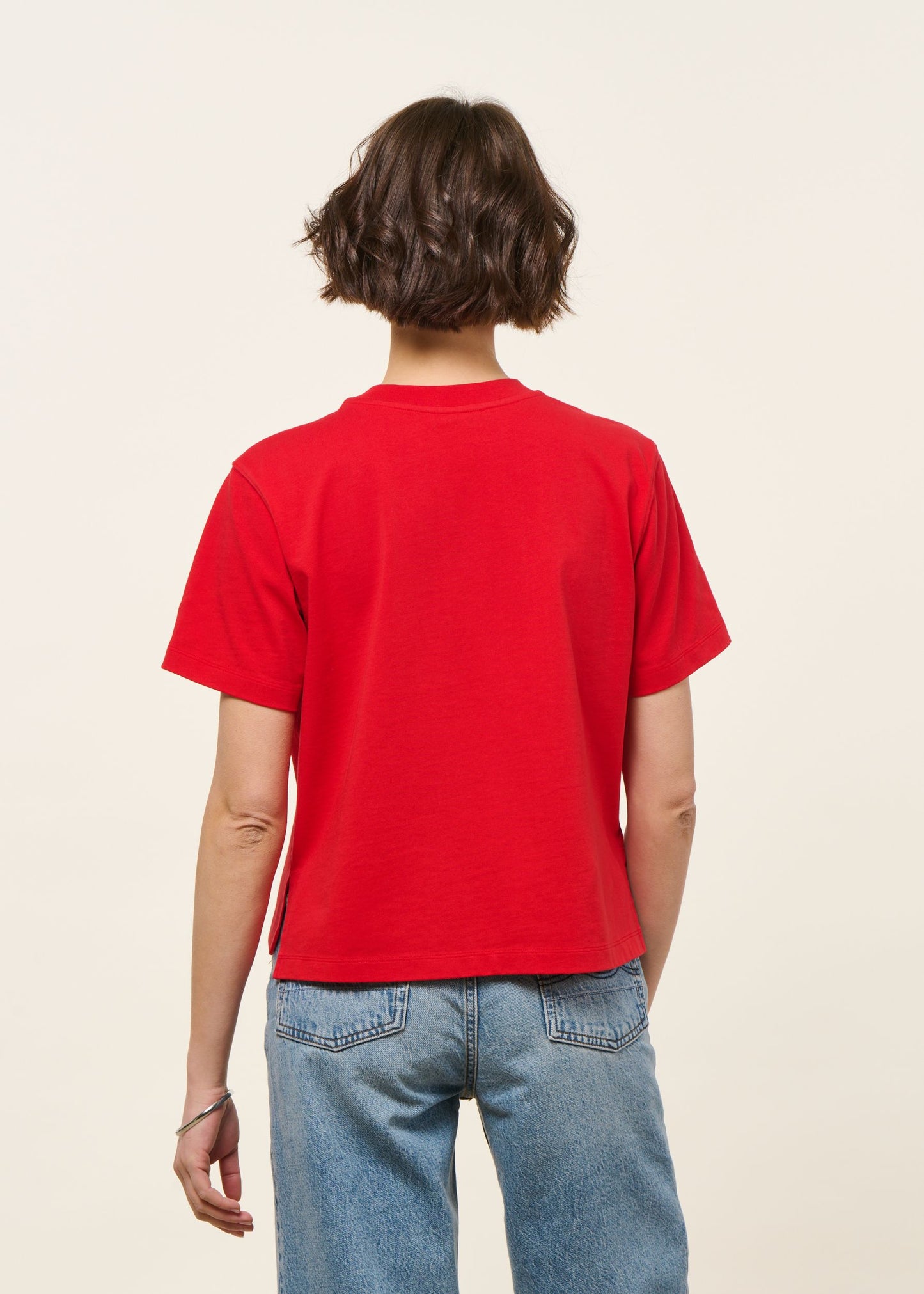 T-shirt boxy en coton bio | rouge | Rouge