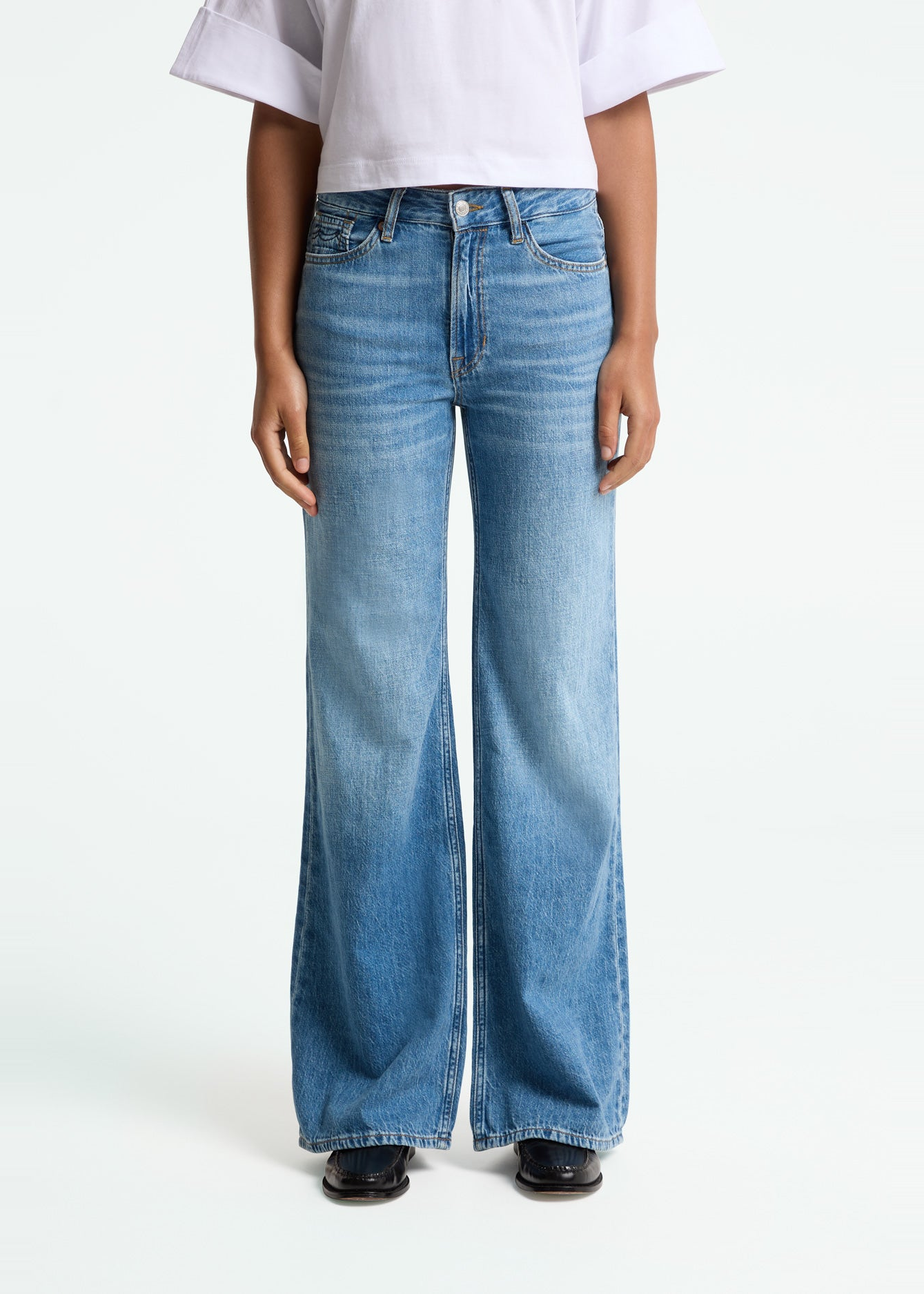 Jean évasé en coton bio | bleu "Jane hopcete electric mid - hopcete-electric-mid" | Hopcete-electric-mid