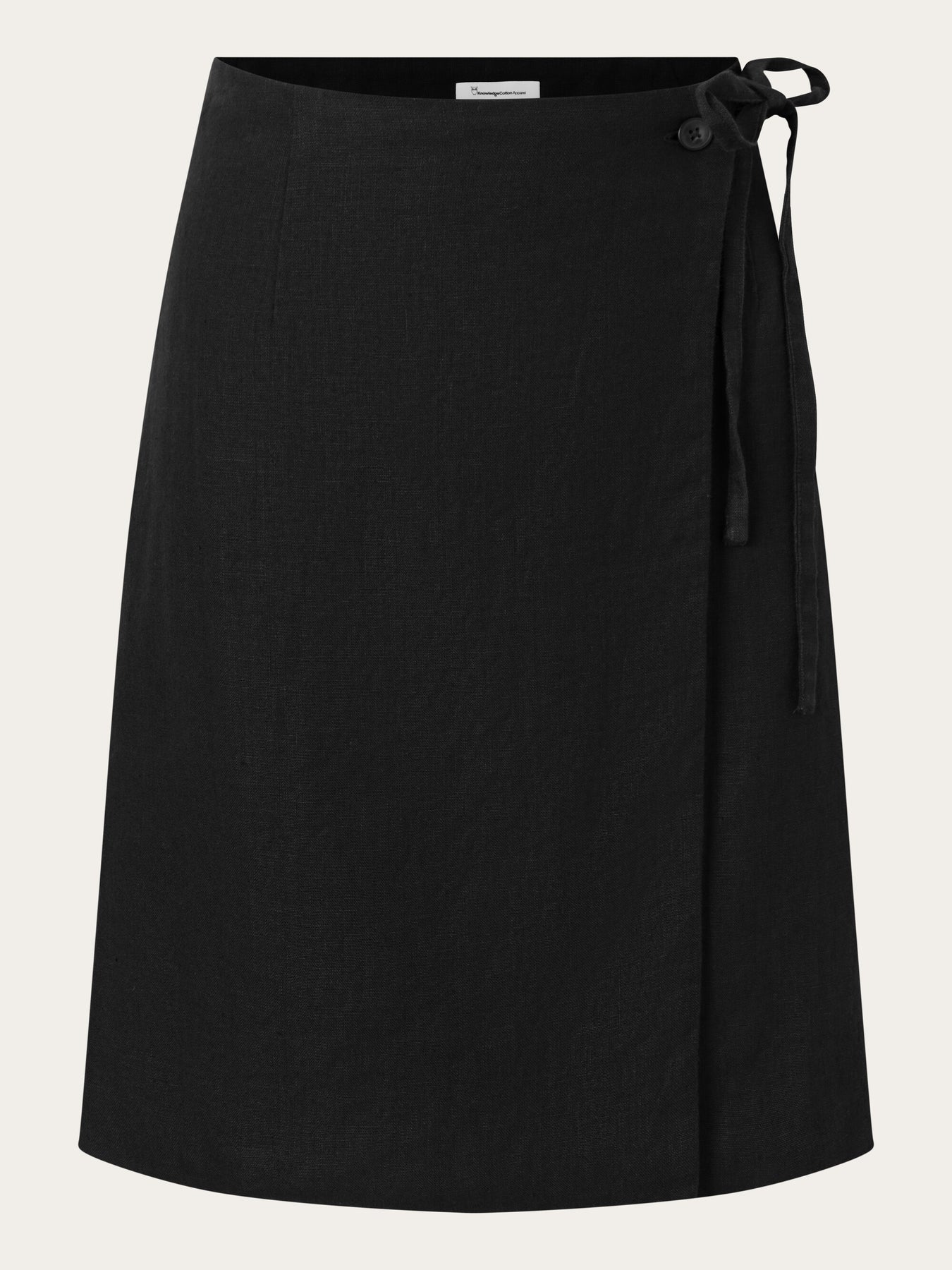 Jupe portefeuille noire en lin bio - linen wrap skirt black jet