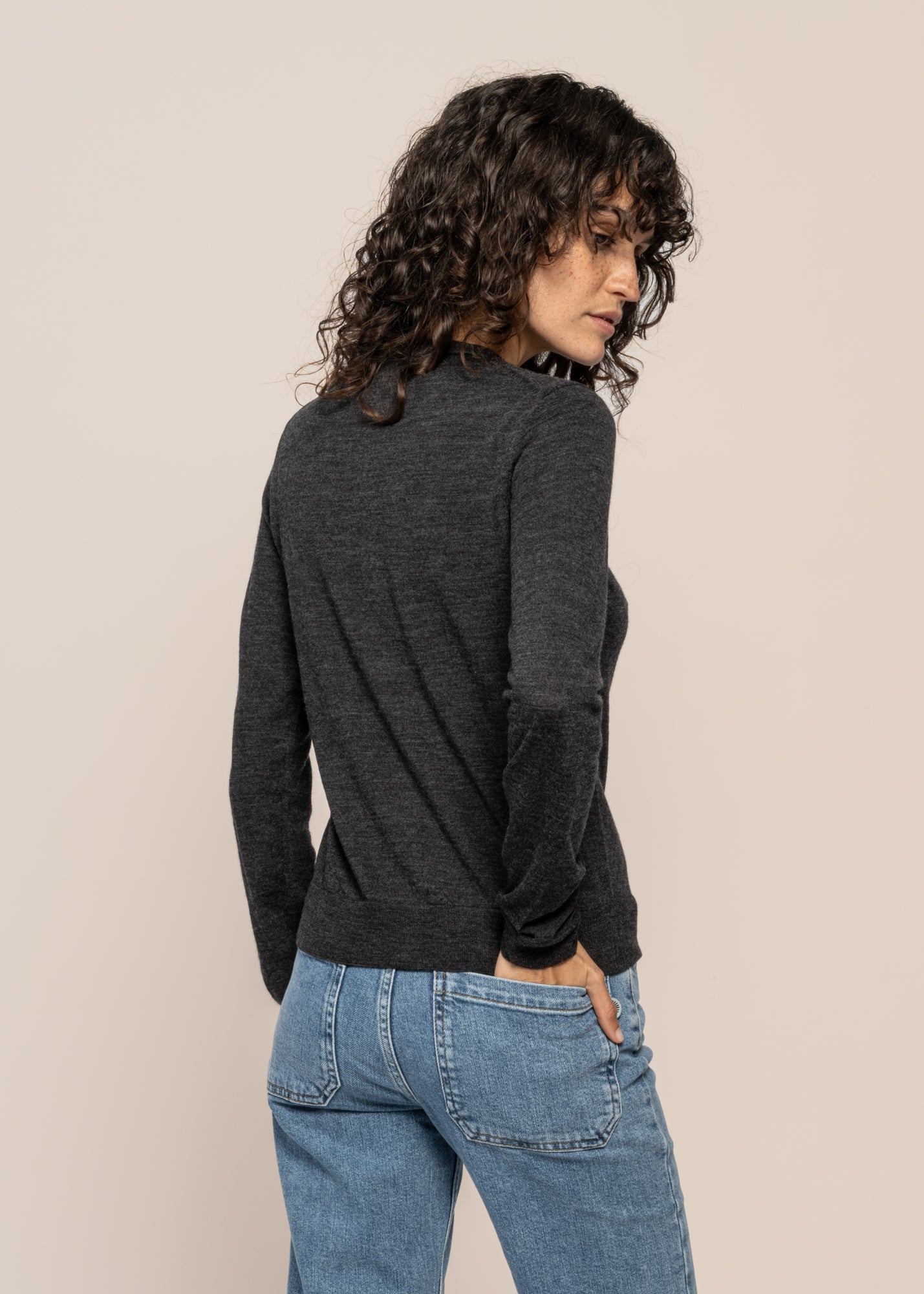Cardigan en laine bio | gris "ophaliaa merino steel melange"