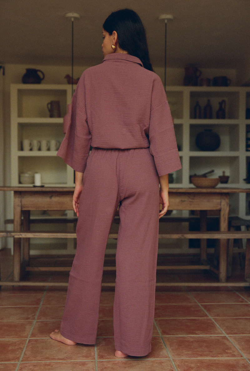 Haut de pyjama en coton biologique | mauve "mimosa"
