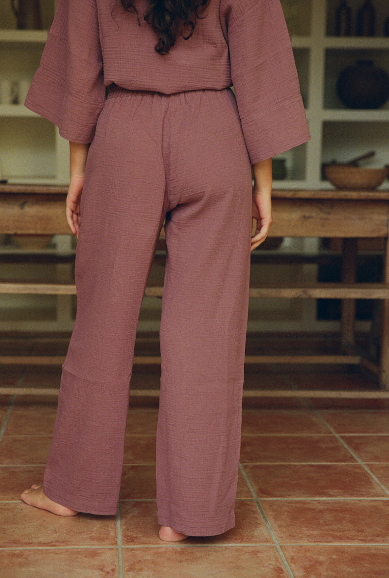 Bas de pyjama en coton biologique | violet "mimosa"