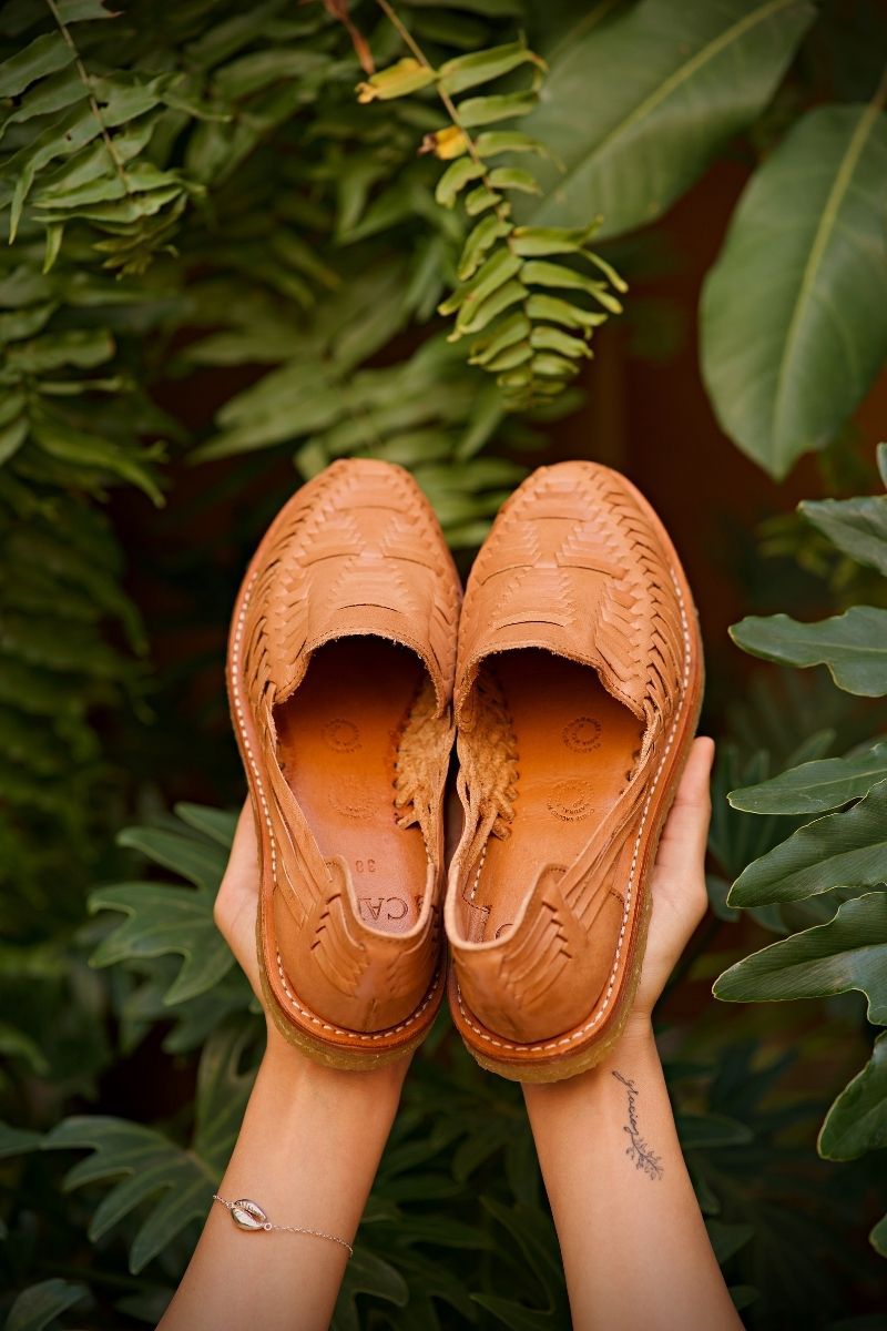 Chaussures cognac en cuir tannage végétal - Mara