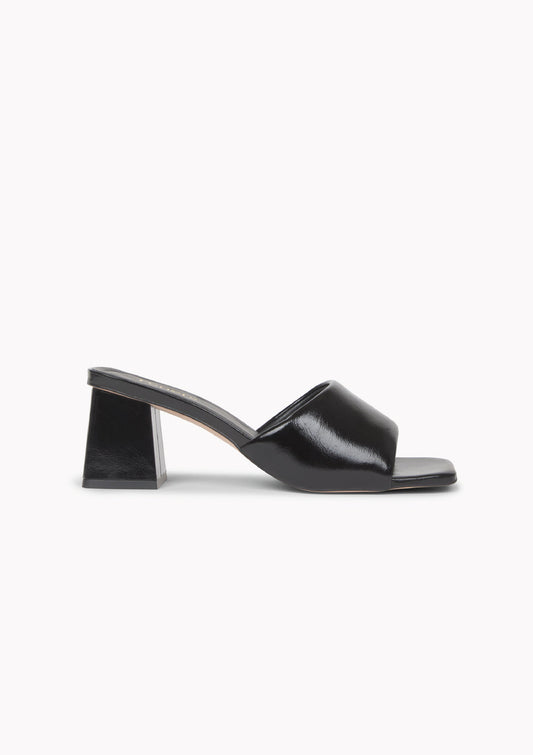 Mules à talons noires en cuir certifié - mule noir