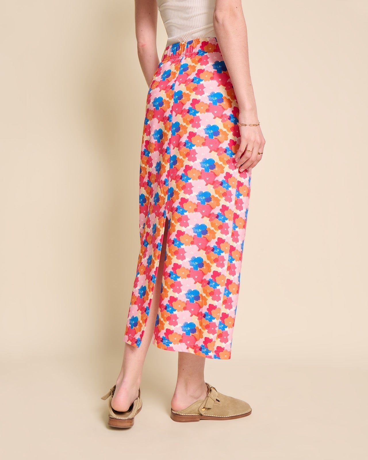 Jupe en coton bio | anémones rainbow "alma"