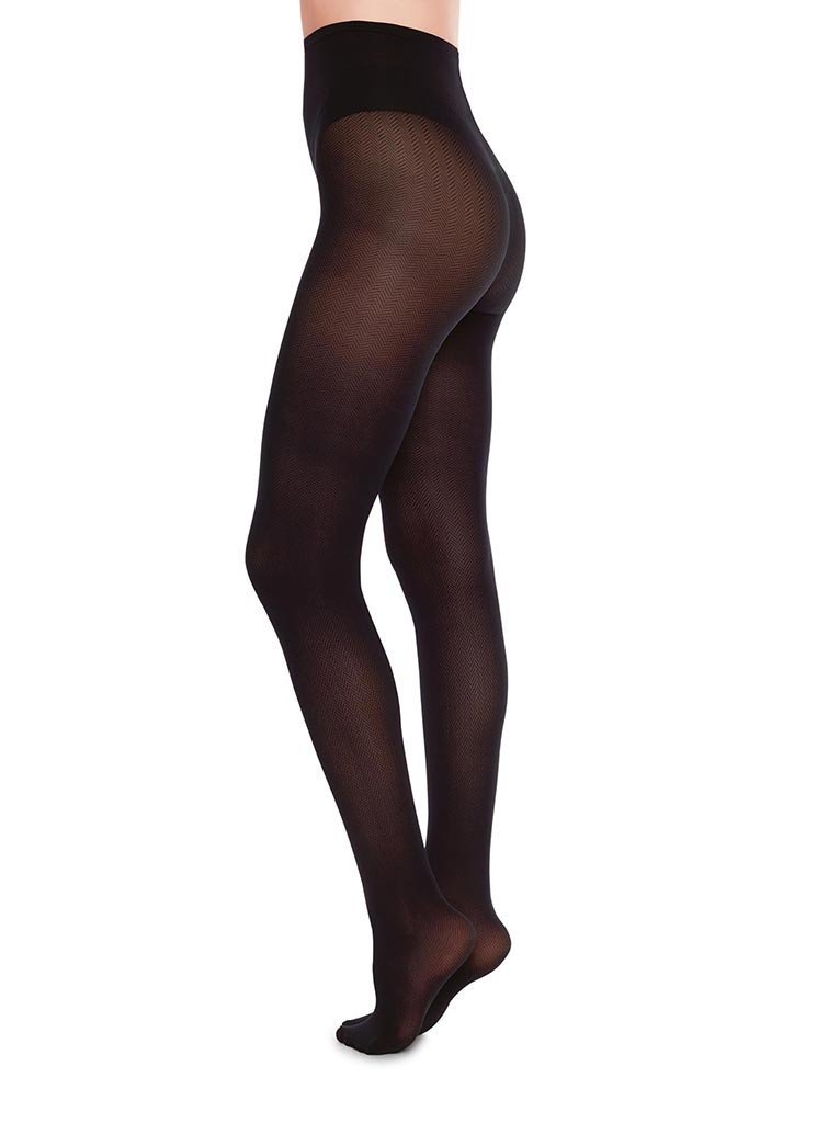 Collants 40 deniers à motifs en recyclé | noir "nina black"