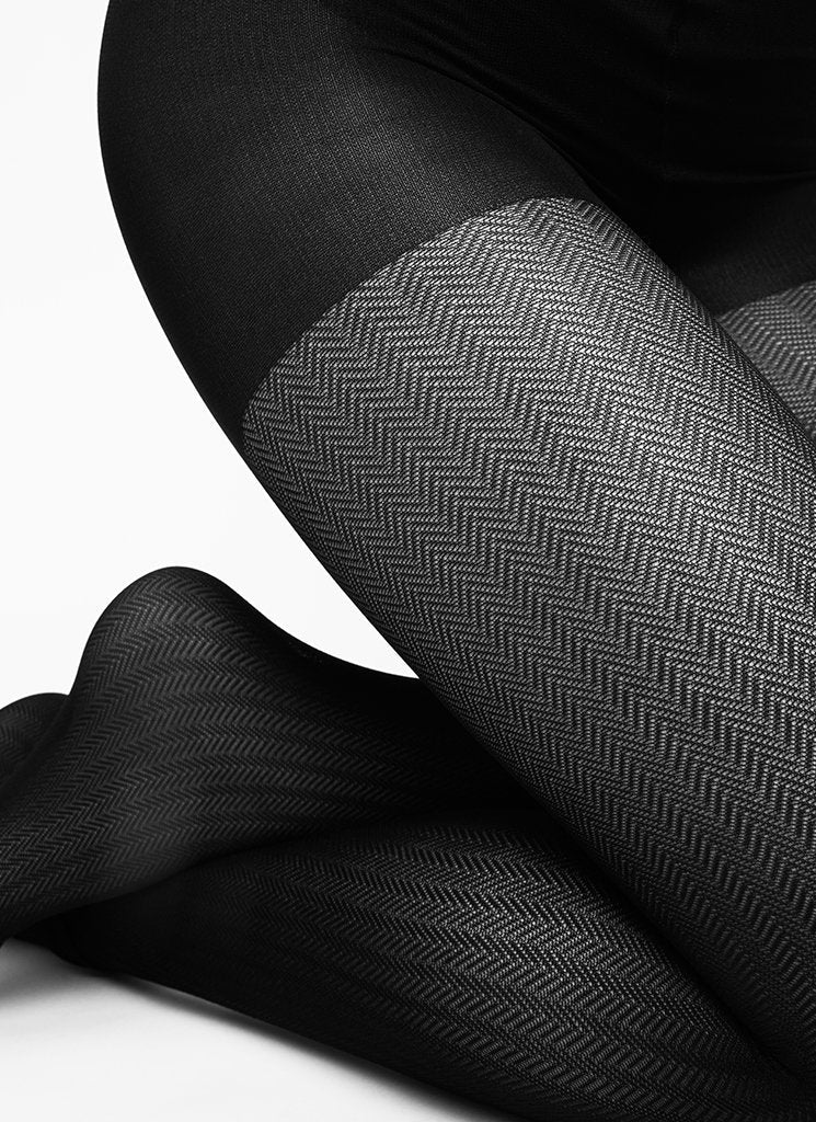 Collants 40 deniers à motifs en recyclé | noir "nina black"