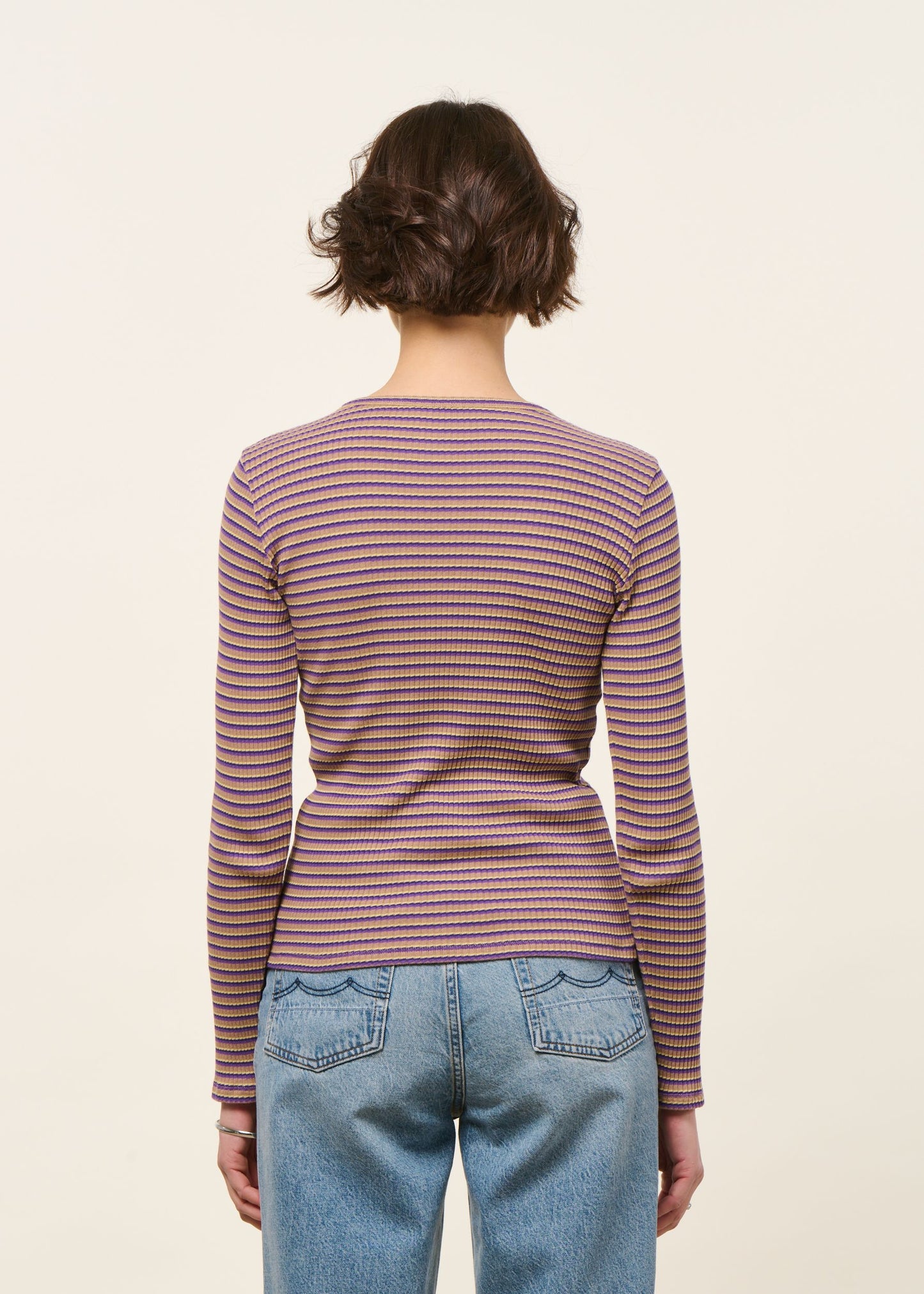 T-shirt manches longues côtelé upcyclé | violet | Violet