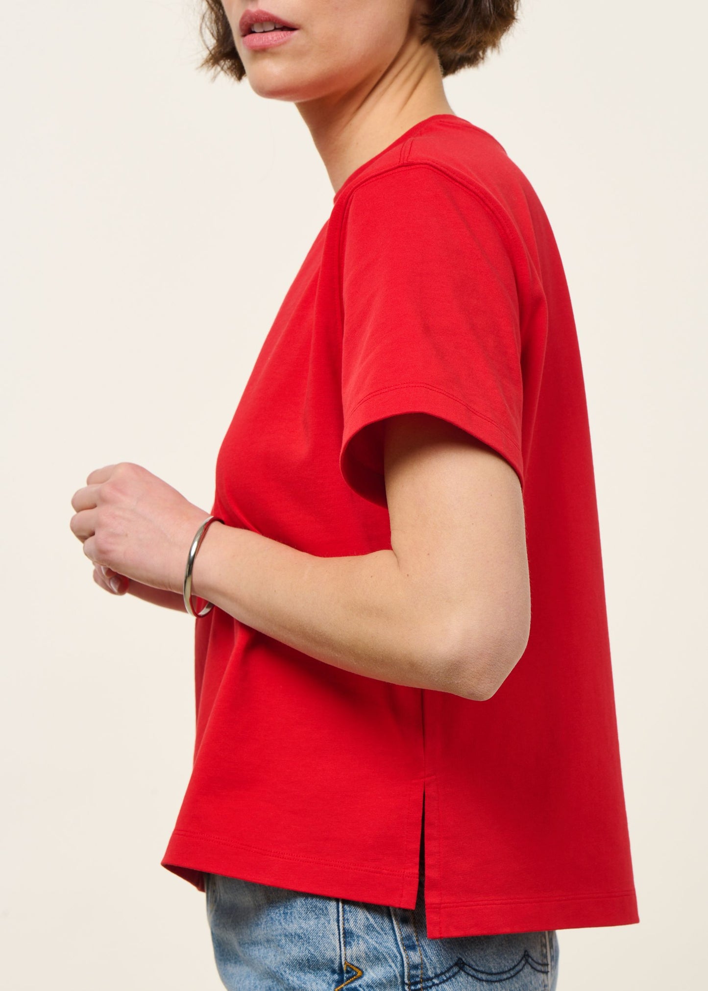 T-shirt boxy en coton bio | rouge | Rouge