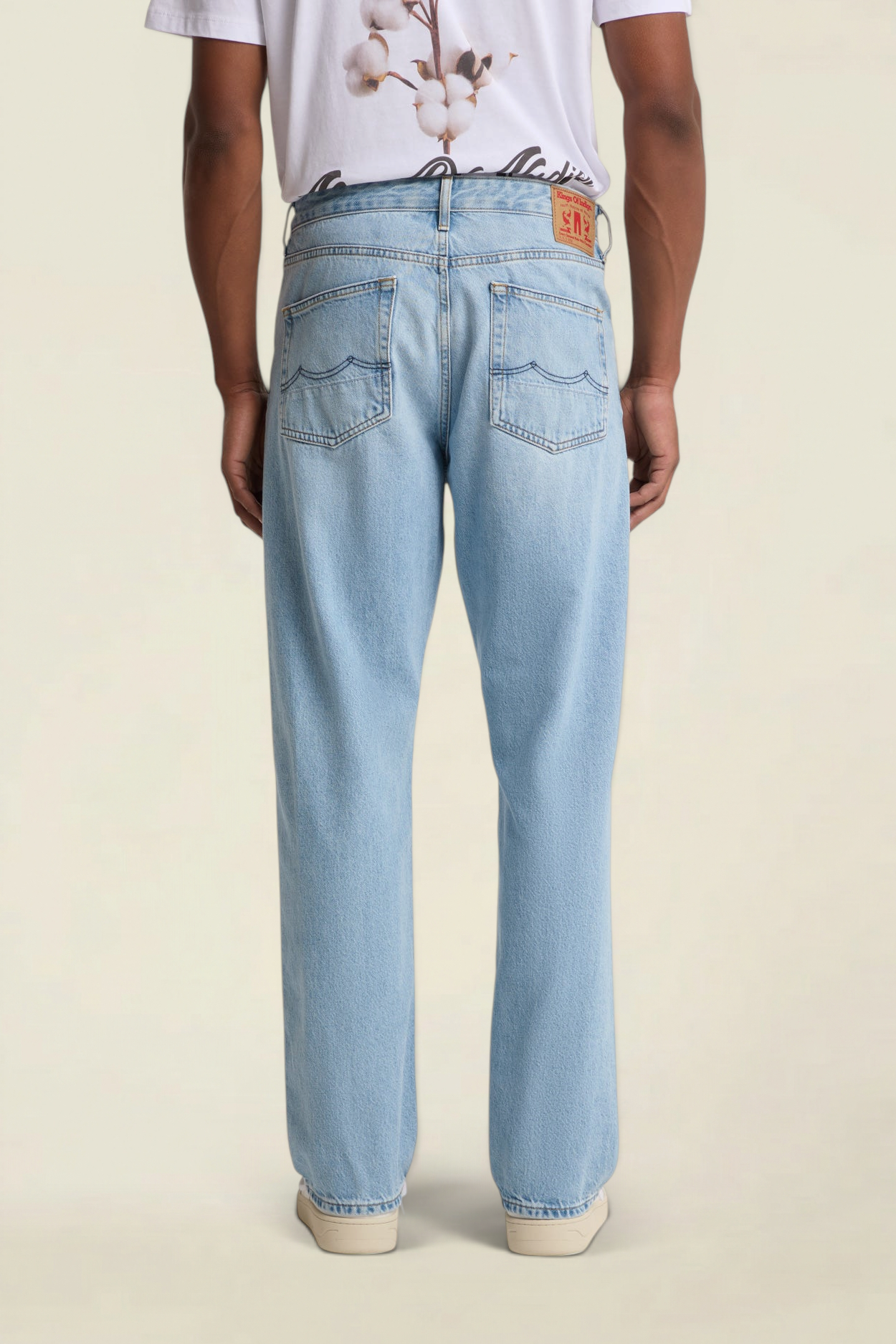 Jean droit large en coton bio | denim clair "roy blue reef light used" | Blue reef light used