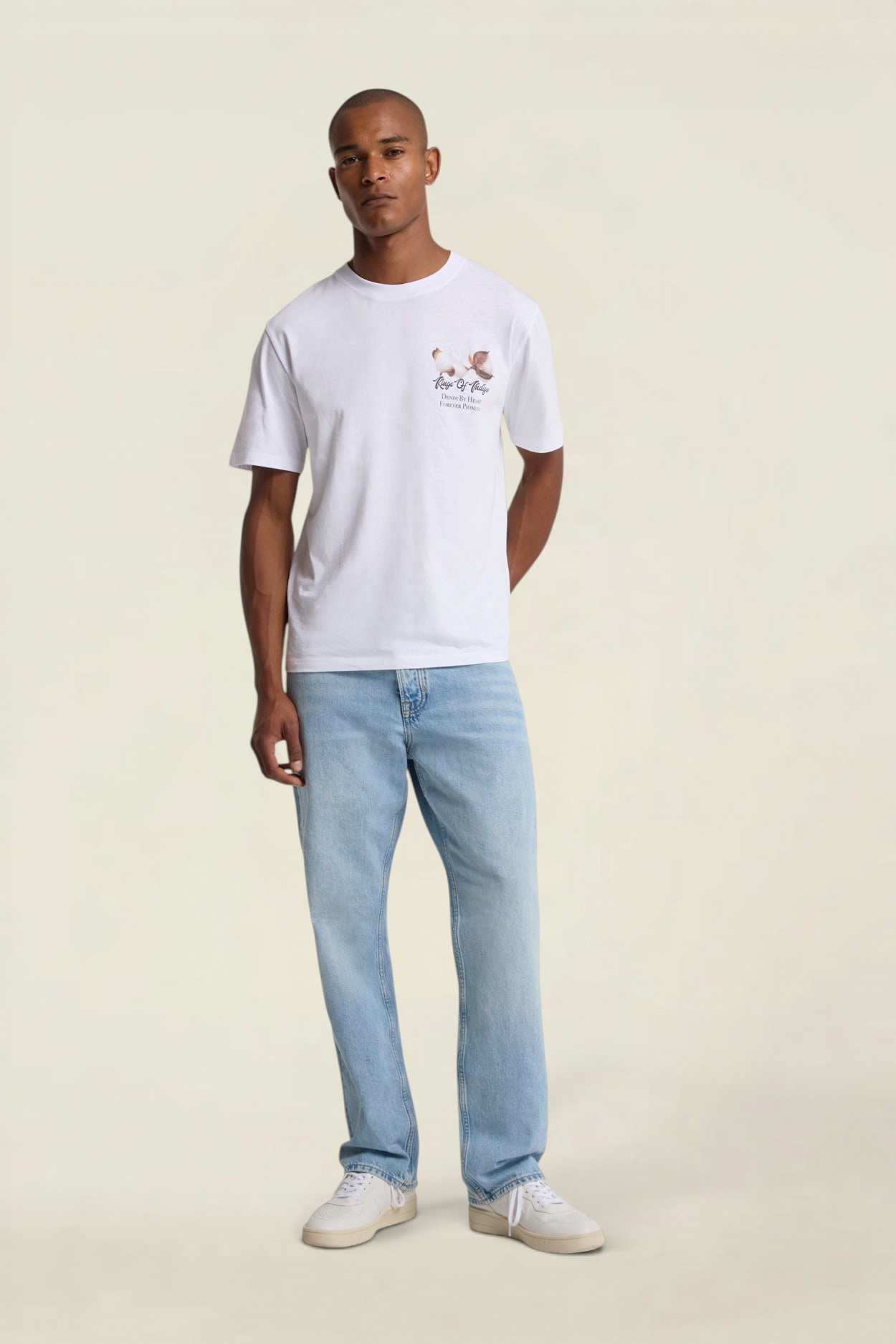 Jean droit large en coton bio | denim clair "roy blue reef light used" | Blue reef light used