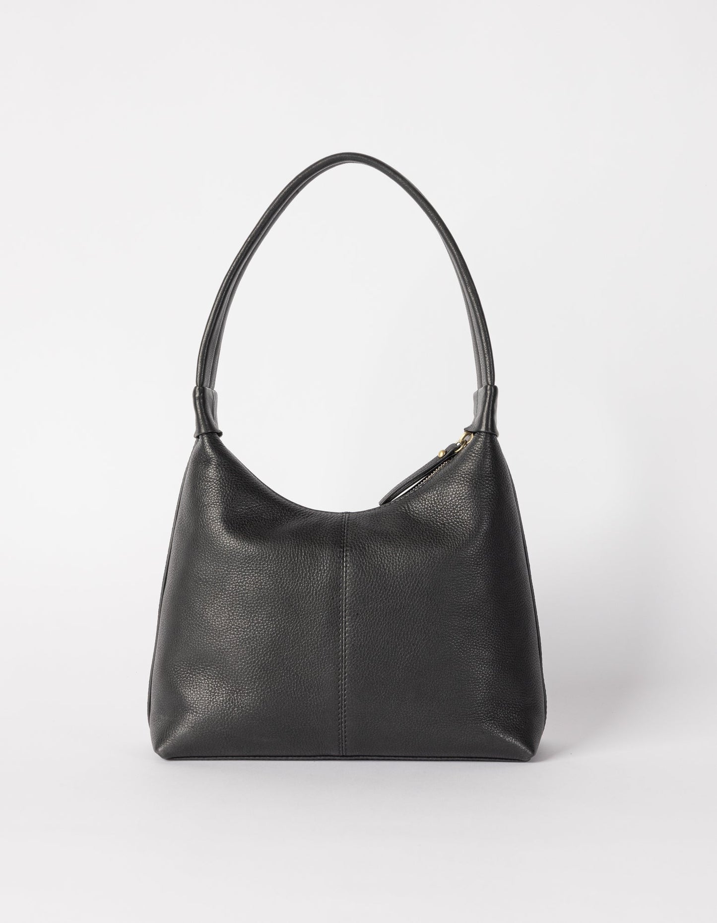 sac à main en cuir certifié | noir "nora - black soft grain leather"