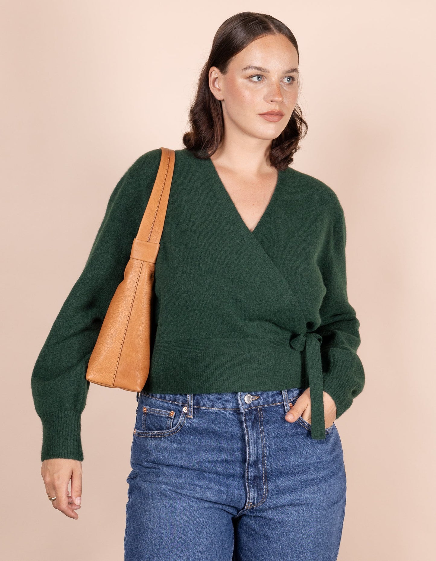 SAc à main en cuir certifié | camel "nora - wild oak soft grain leather"
