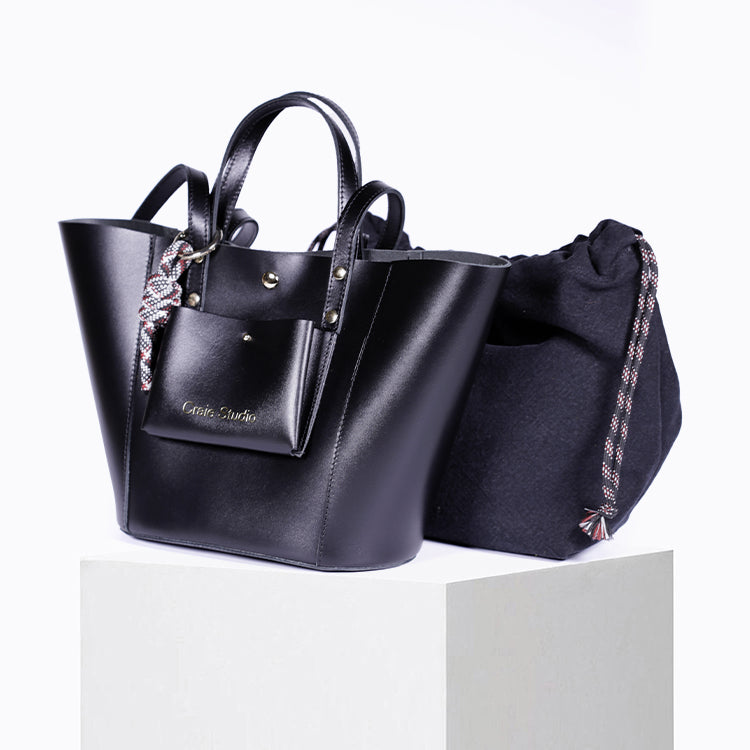 Sac à main en cuir certifié | noir "note - noir"