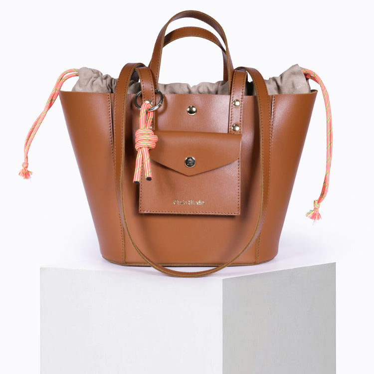 Sac à main en cuir certifié | marron "note - tan ss25"