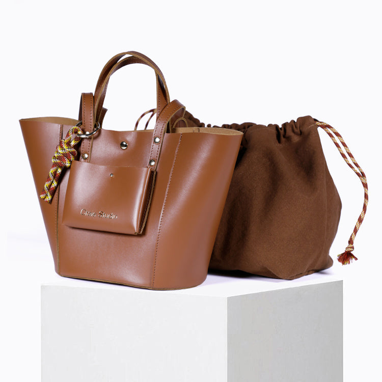 Sac à main en cuir certifié | beige "note - tan"