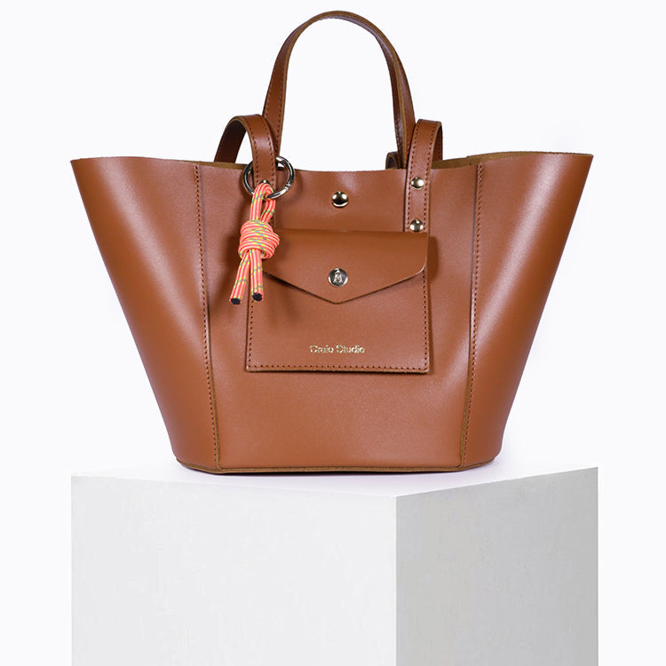 Sac à main en cuir certifié | marron "note - tan ss25"
