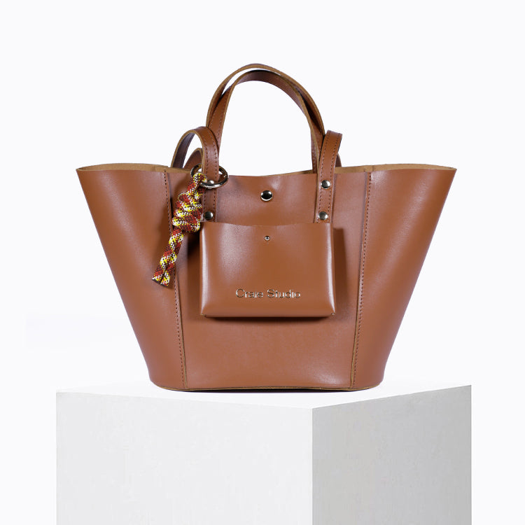 Sac à main en cuir certifié | beige "note - tan"