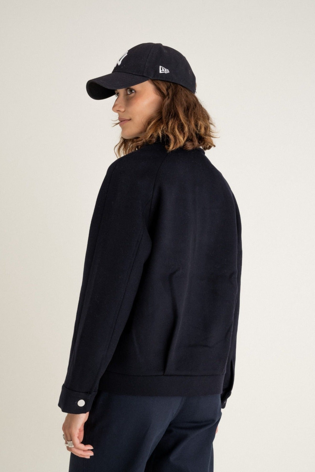 Veste en laine upcyclée | marine "palma - night blue"