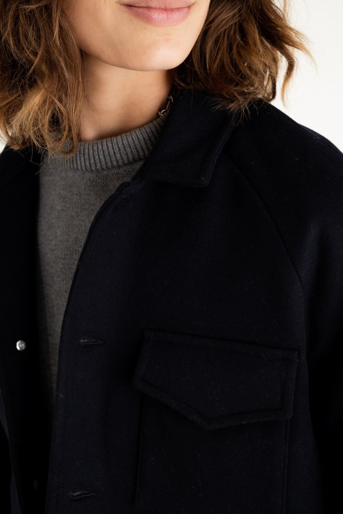 Veste en laine upcyclée | marine "palma - night blue"