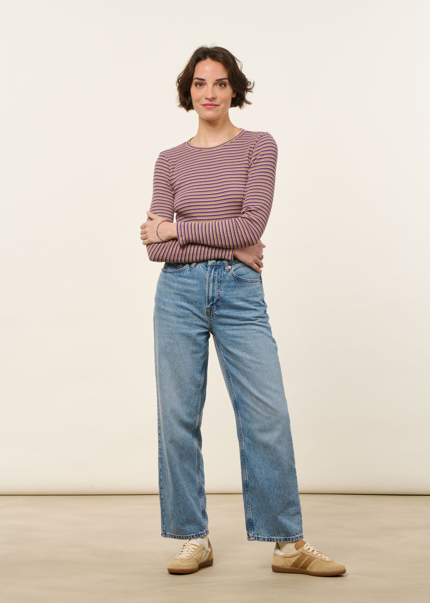 T-shirt manches longues côtelé upcyclé | violet | Violet
