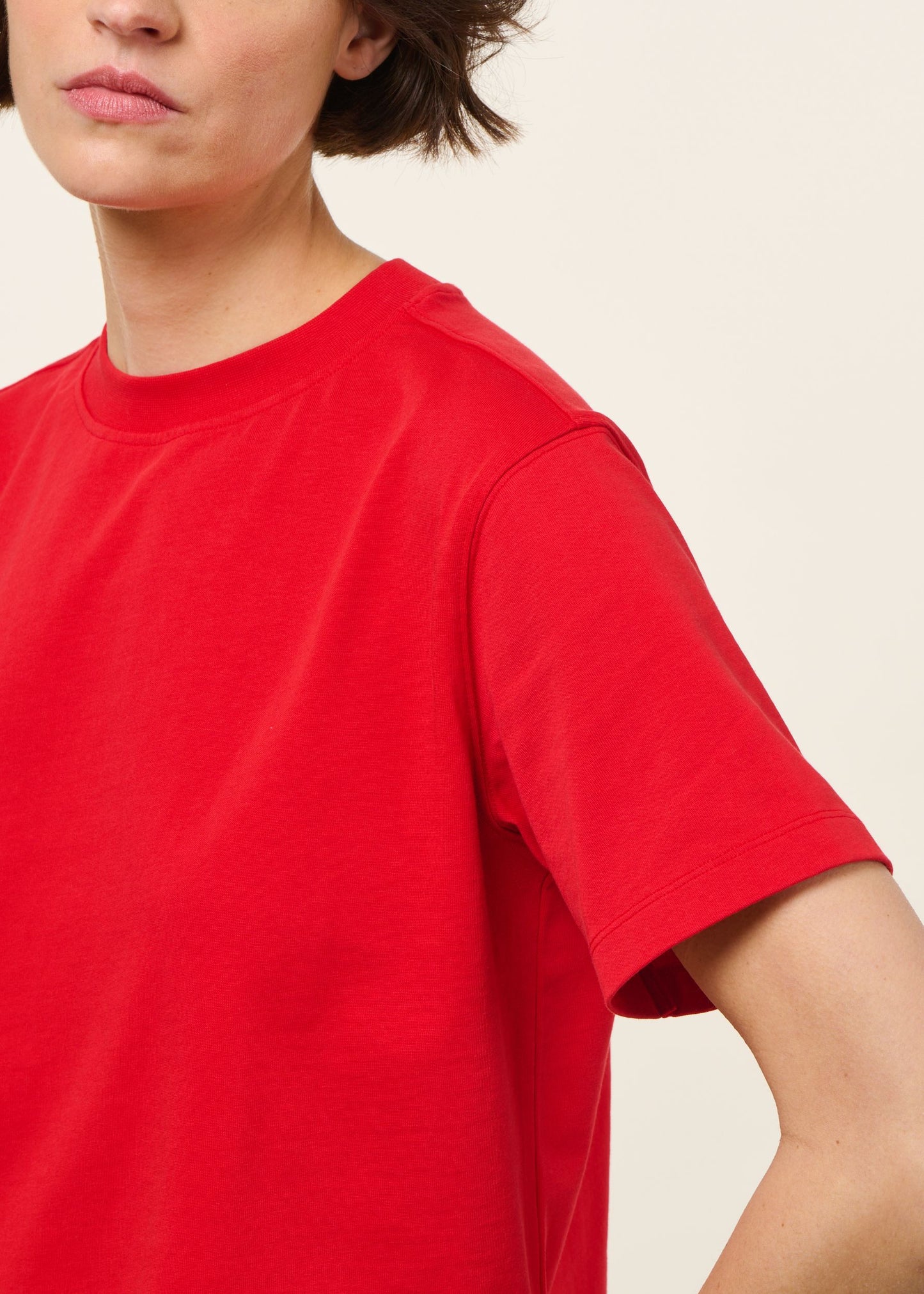 T-shirt boxy en coton bio | rouge | Rouge