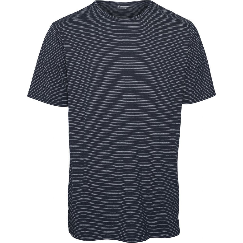T-shirt rayé bleu marine en chanvre mélangé