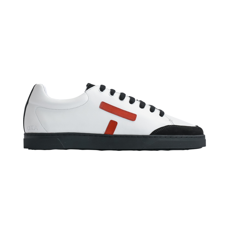 Baskets basses en cuir certifié | blanc et rouge "kel26 kelwood white nappa burgundy black" sole