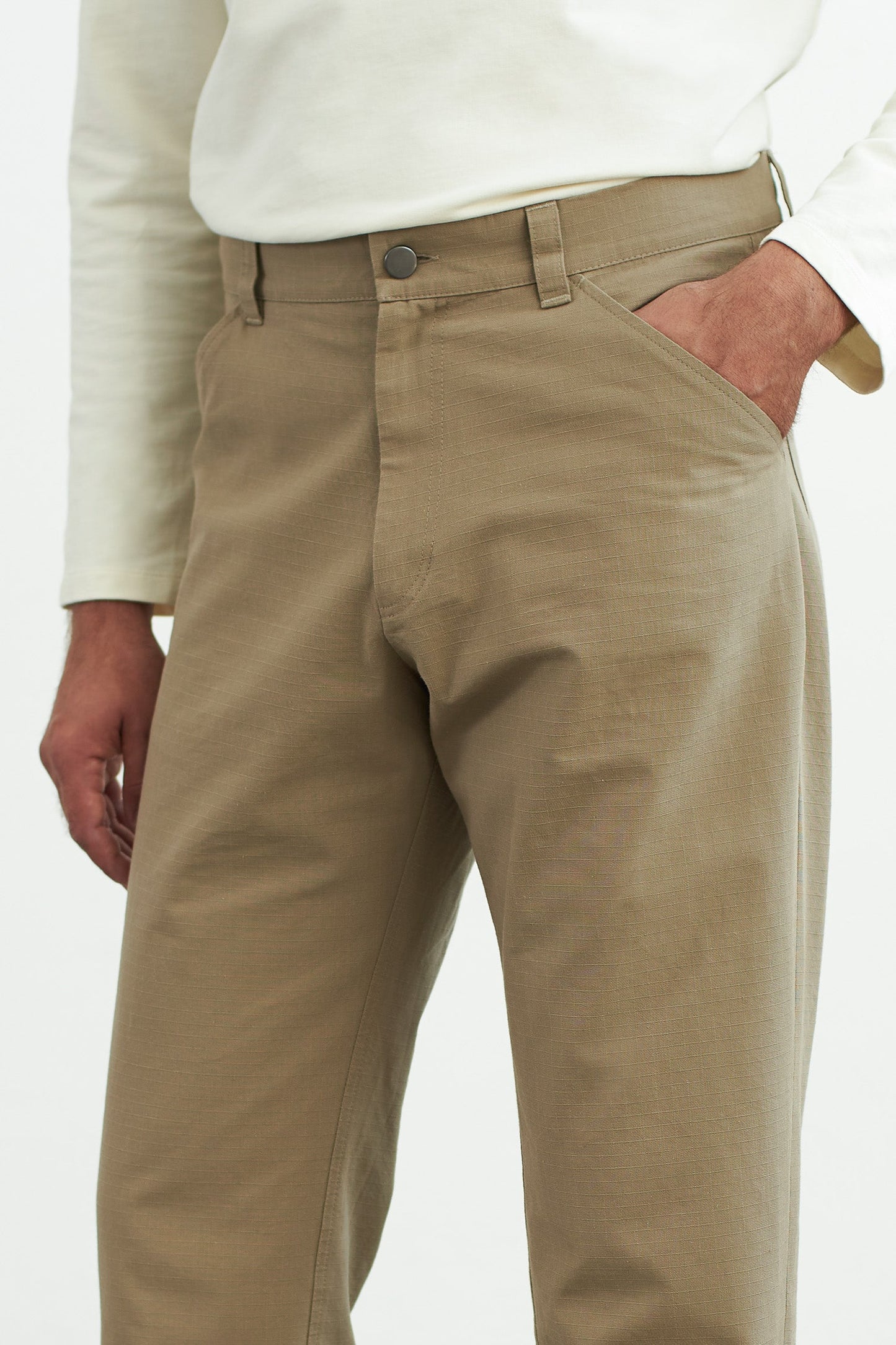 Pantalon droit en coton bio | beige "olf ref eco ripstop pale khaki"