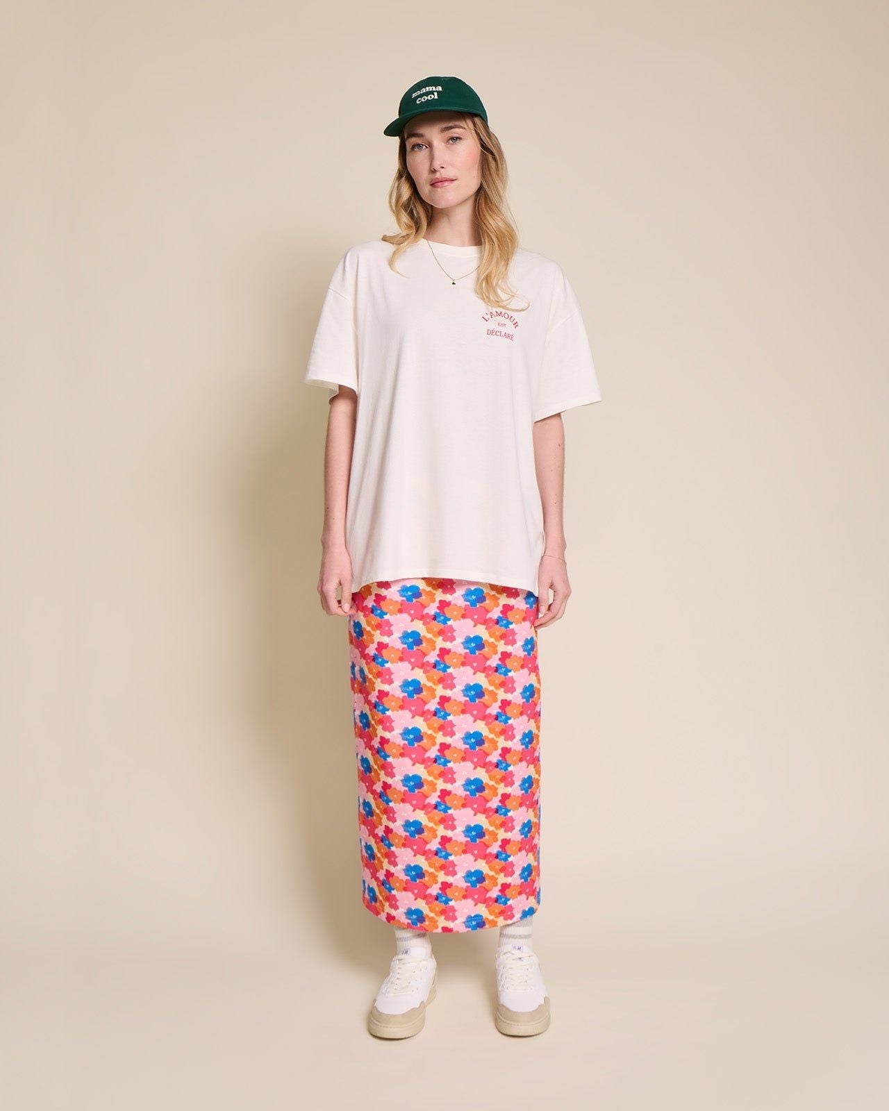 Jupe en coton bio | anémones rainbow "alma"