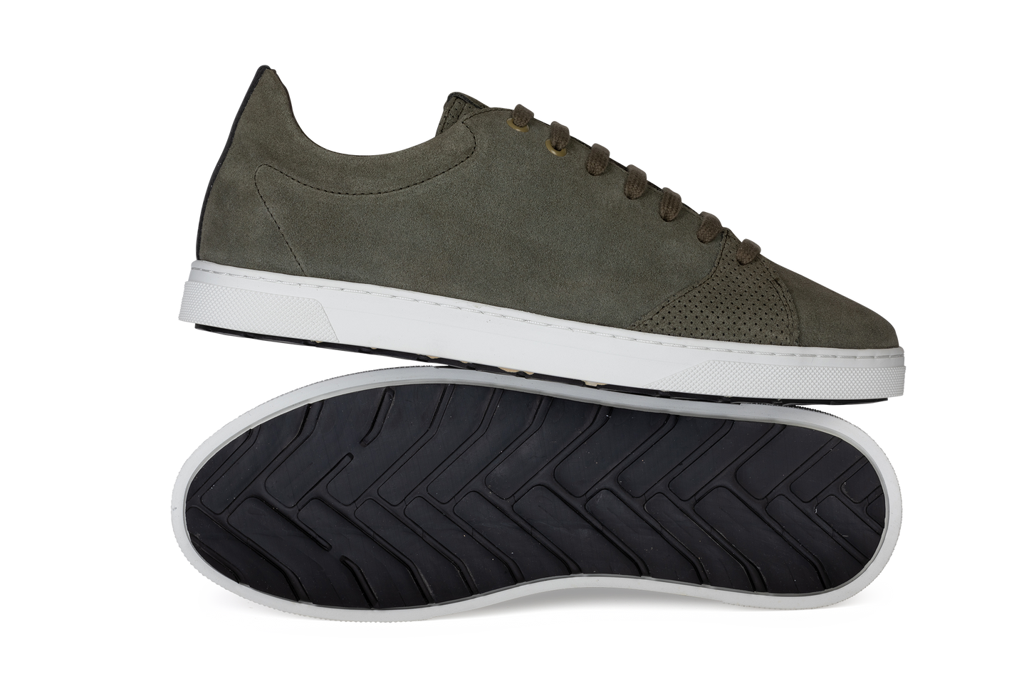 Chaussure semelle pneu recyclé suede olive - graviere