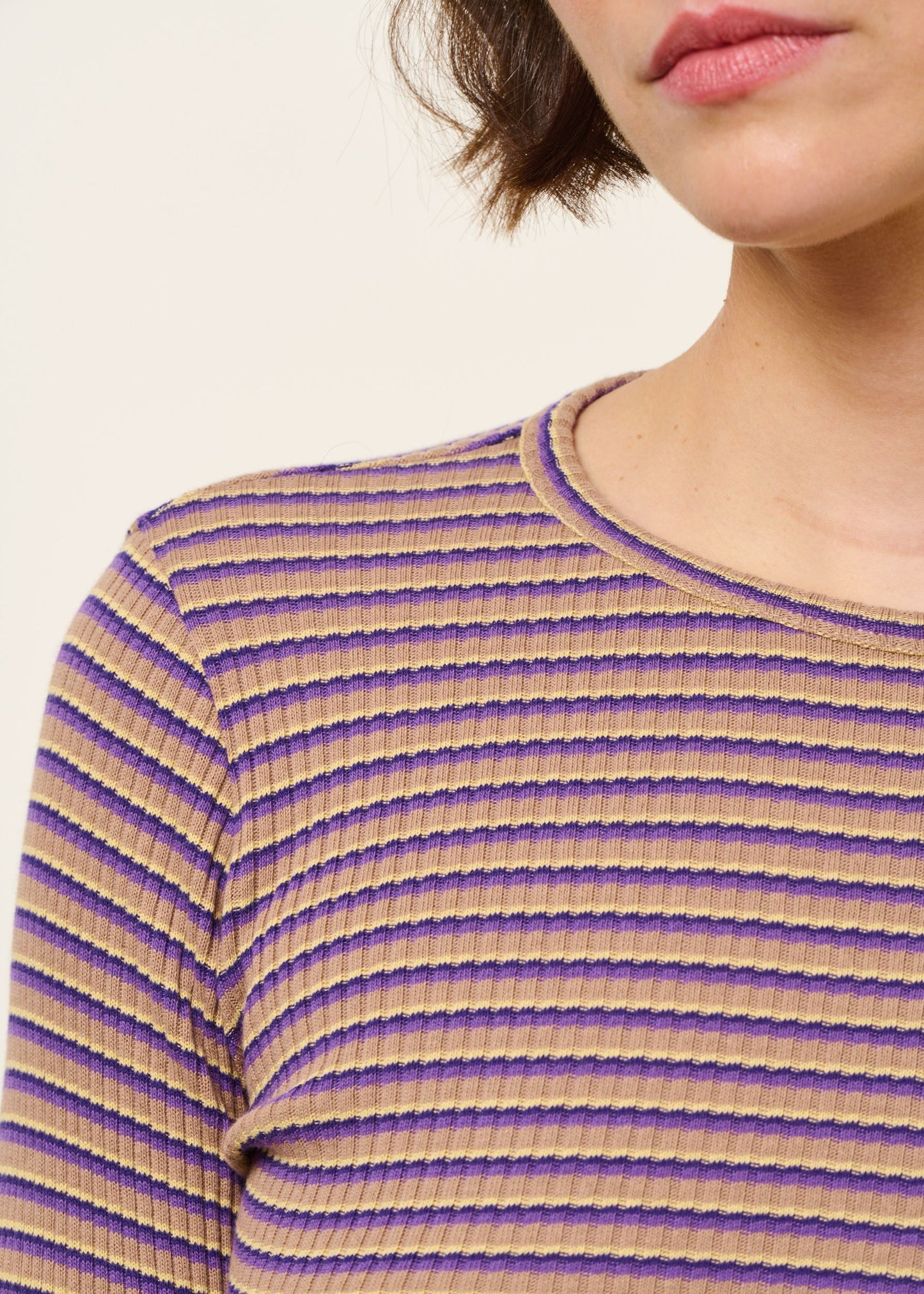 T-shirt manches longues côtelé upcyclé | violet | Violet