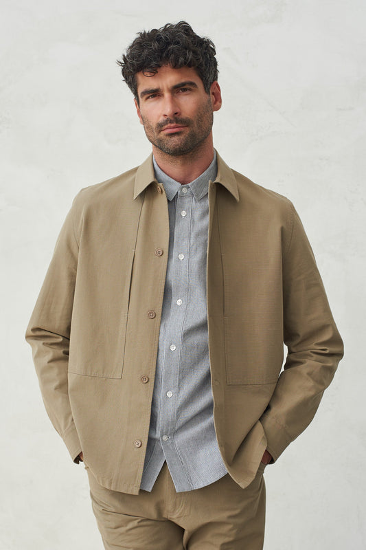Surchemise en coton bio | marron "owe eco ripstop pale khaki"