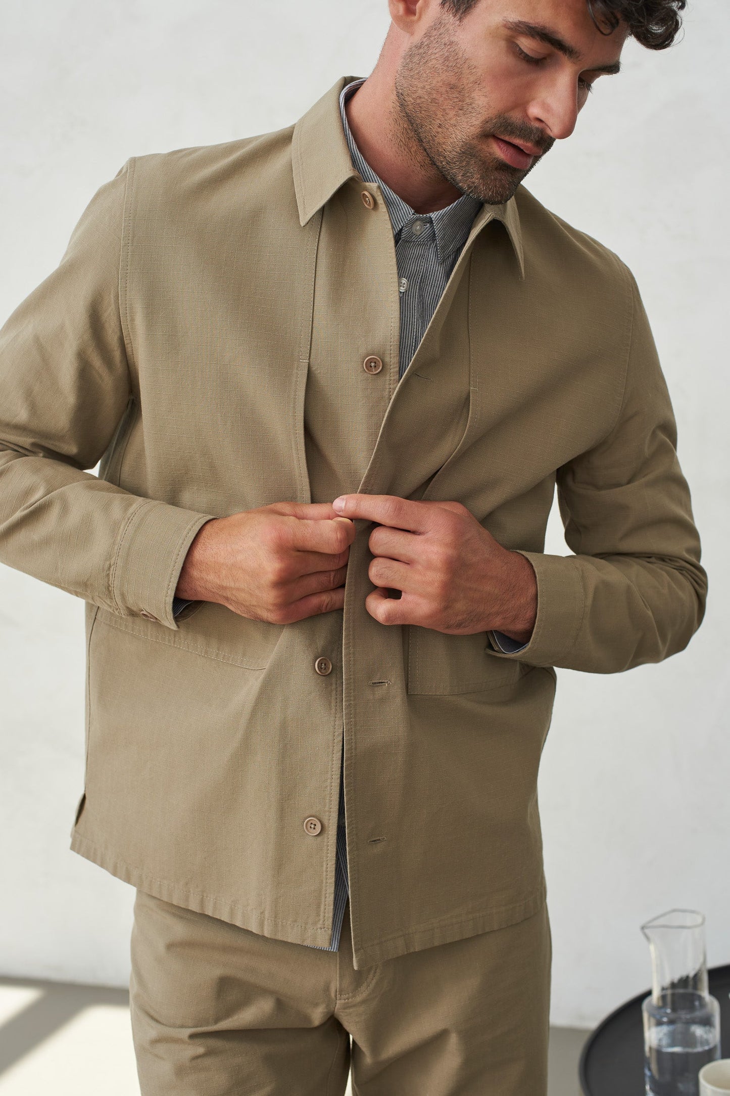 Surchemise en coton bio | marron "owe eco ripstop pale khaki"