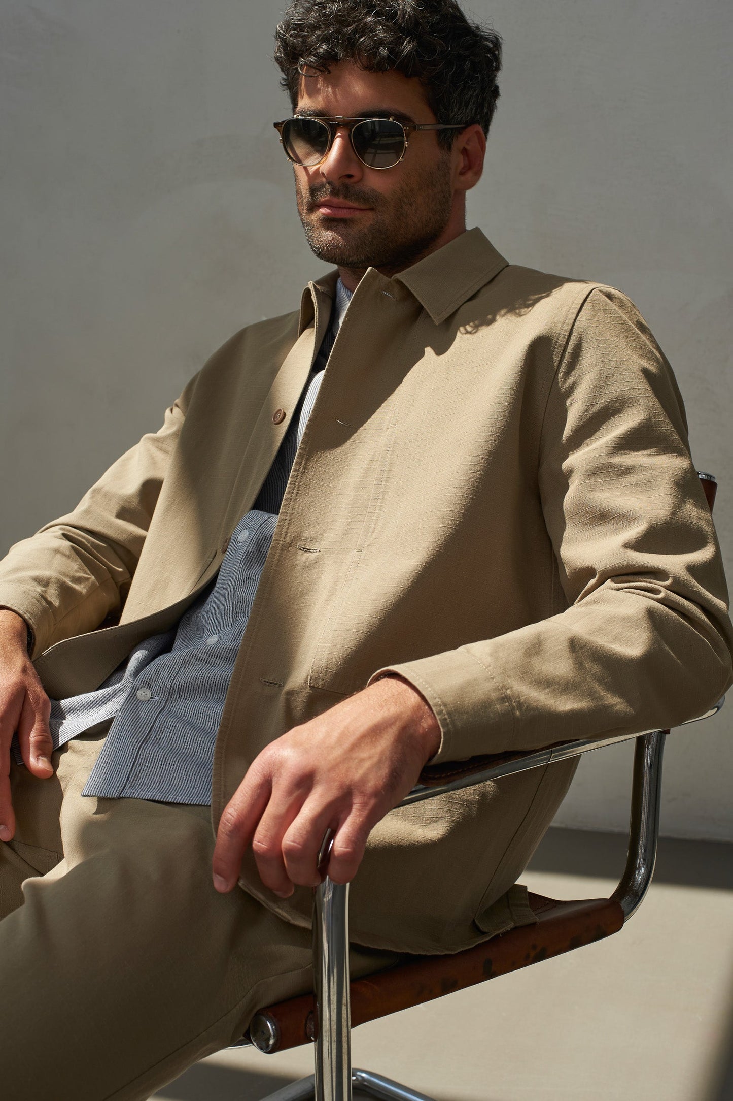 Surchemise en coton bio | marron "owe eco ripstop pale khaki"