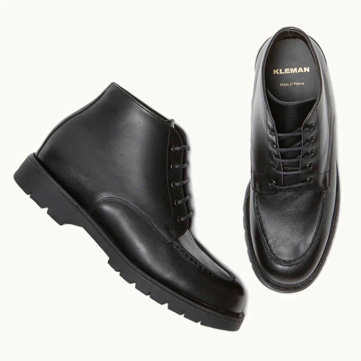 Boots noires à lacets en cuir certifié - oxal kp noir