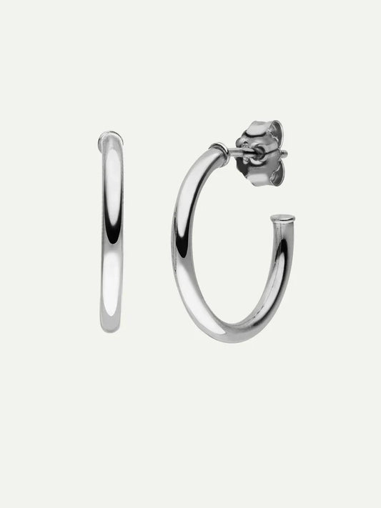 Boucles d'oreilles en argent recyclé | argenté "essential hoop earrings (m) - silver"