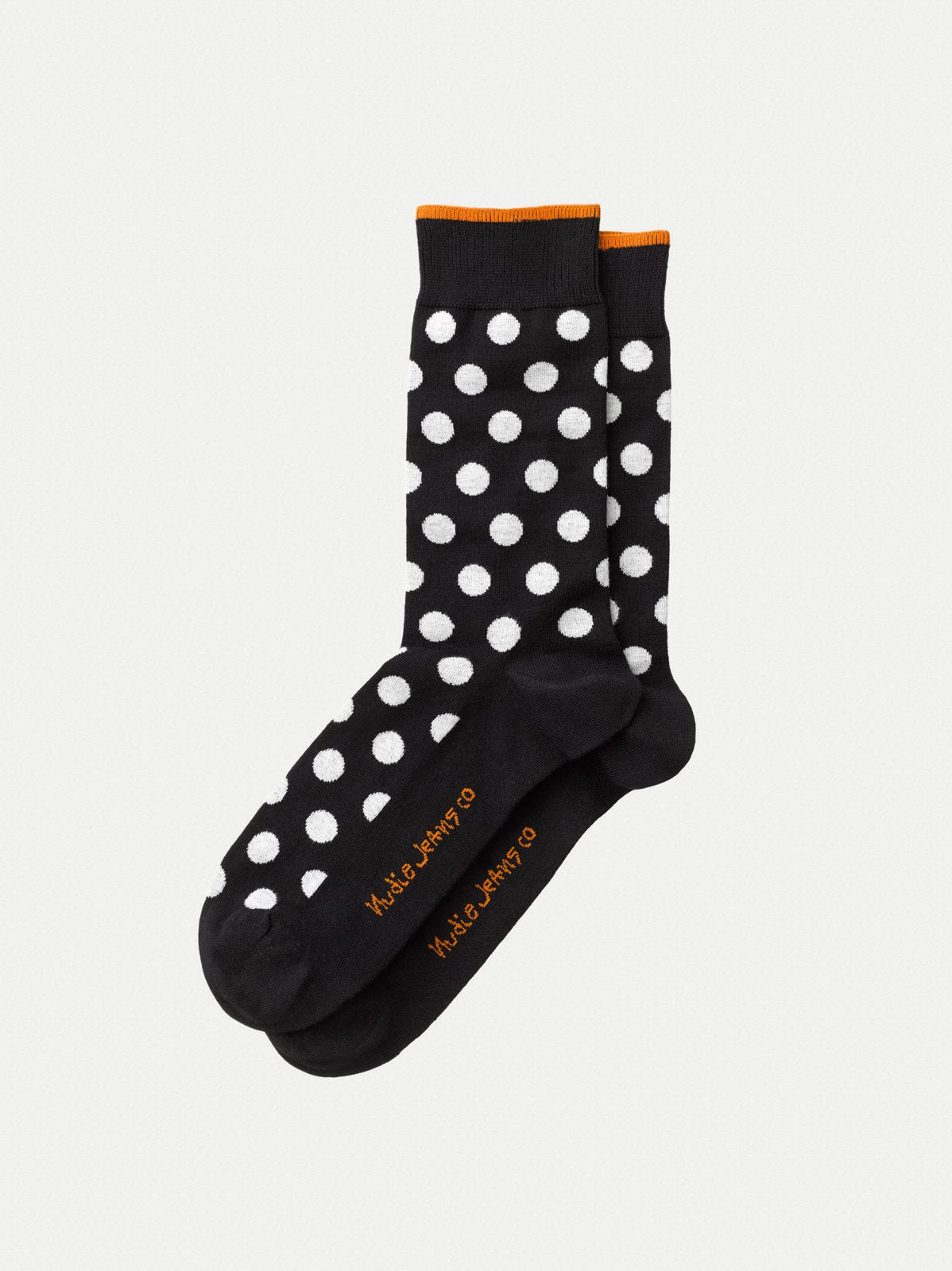 Chaussettes hautes à pois noires en coton bio - Olsson
