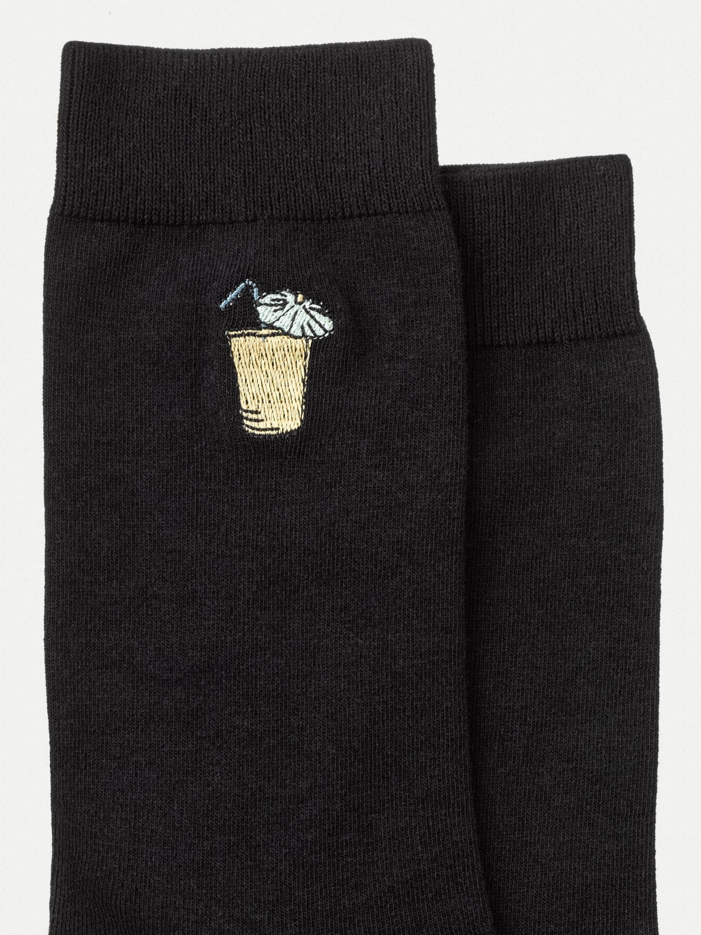 Chaussettes hautes noires brodées - Olsson Drink Black