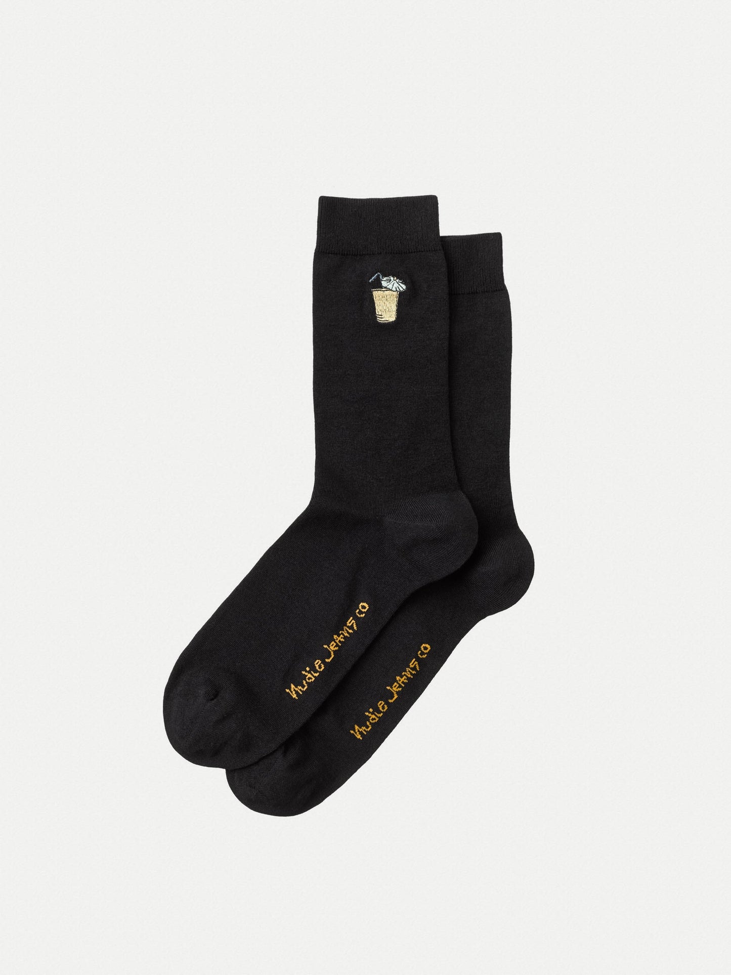 Chaussettes hautes noires brodées - Olsson Drink Black